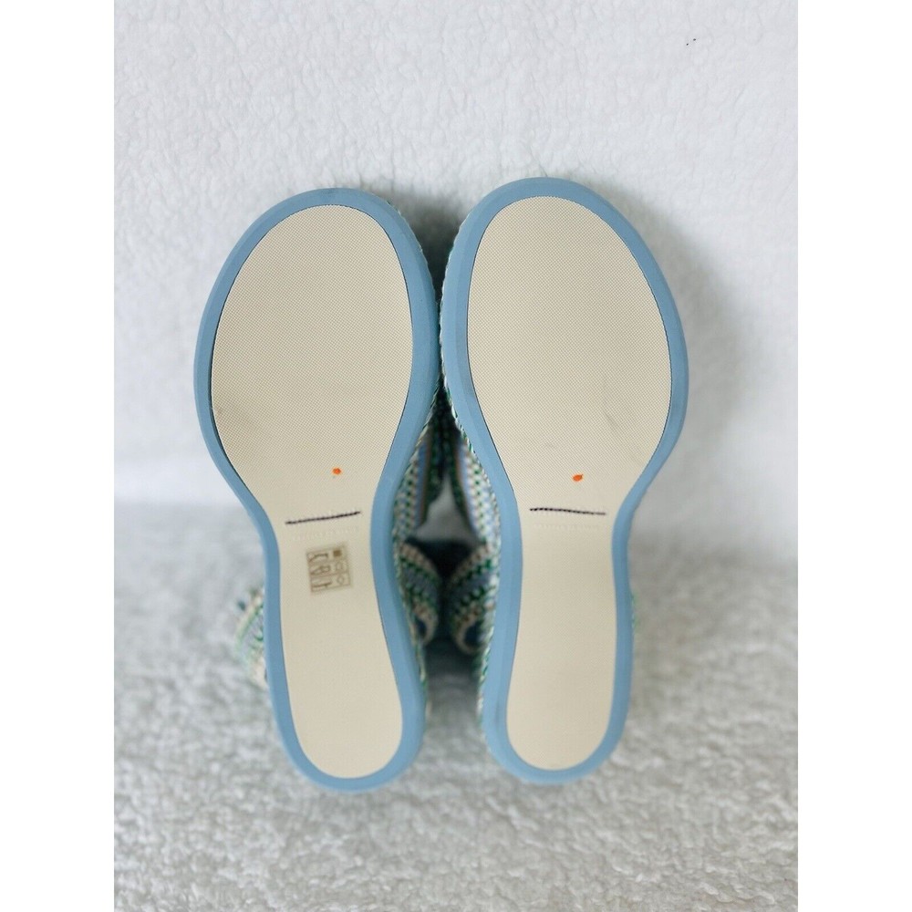 Anthropologie Braided Platform Sandals in Green and White - Picture 9 of 14